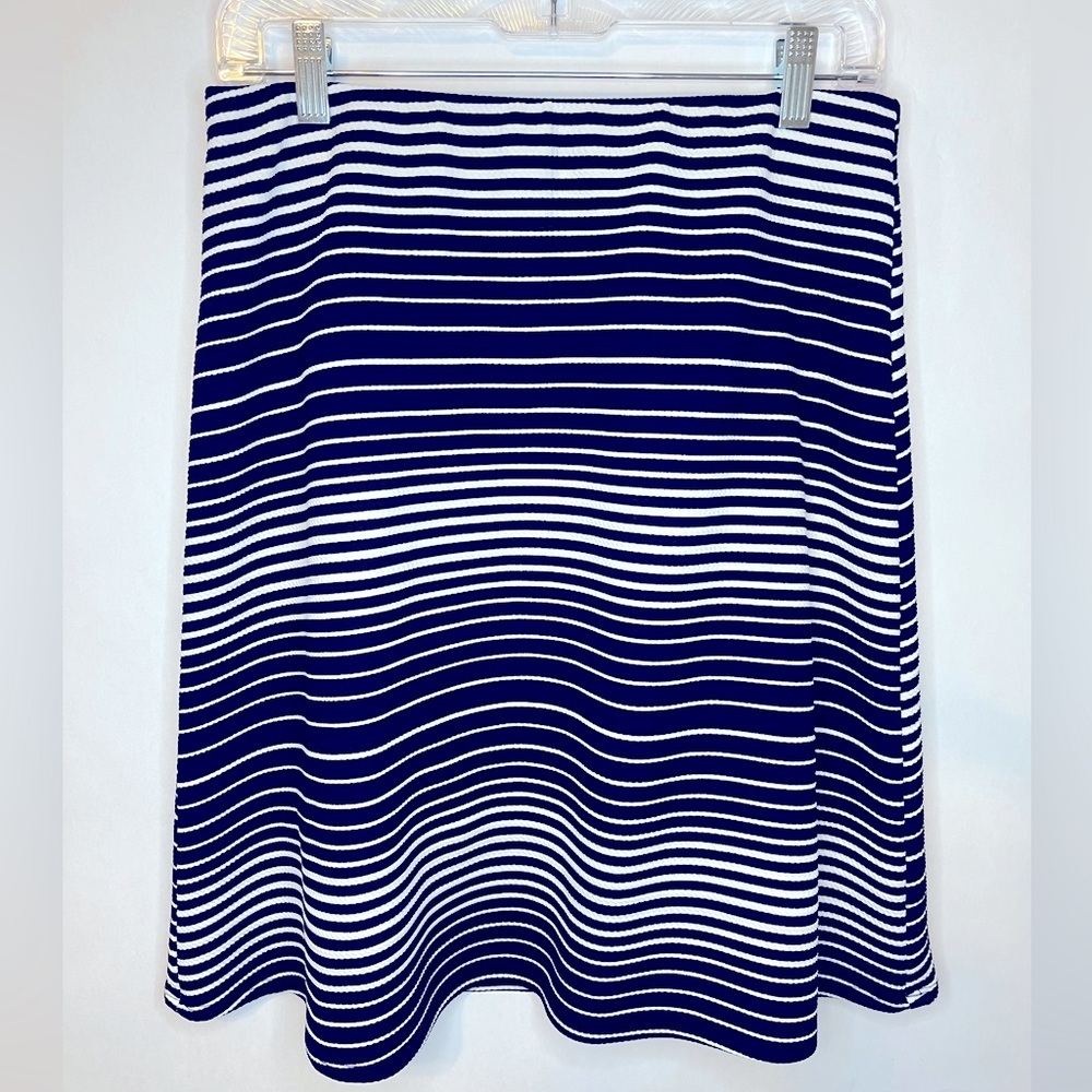 Margaret M Blue and White Striped A-Line Knee-Length Skirt Women’s Size M